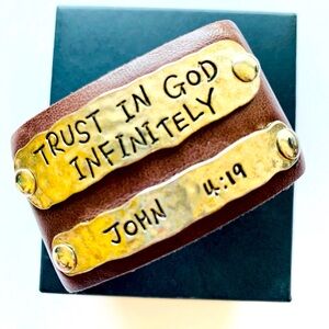 Leather Cuff-Trust in God Infinitely